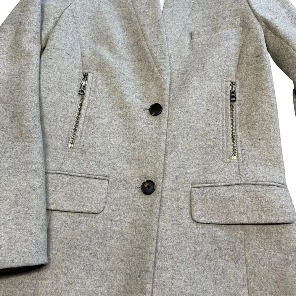 Veronica Beard Light Gray Car Coat Melange Wool Cashmere Size 0